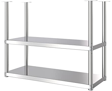 Deckenregal im Industriestil, 2-stöckig, Deckenregal aus Edelstahl, hängender dekorativer Blumenständer für Bar/Restaurant/Café, 6 Größen (Farbe: Silber, Größe: 70 x 35 x 80 cm) (Silber 120 x 35 x 80