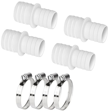 Homefantasy 4X Schlauchverbinder 38mm auf 38mm,Pool-Schlauchadapter -Schlauchtülle,Poolschlauch Adapter Doppelschlauchtülle,mit 8X Universal Edelstahl Schlauchschellen