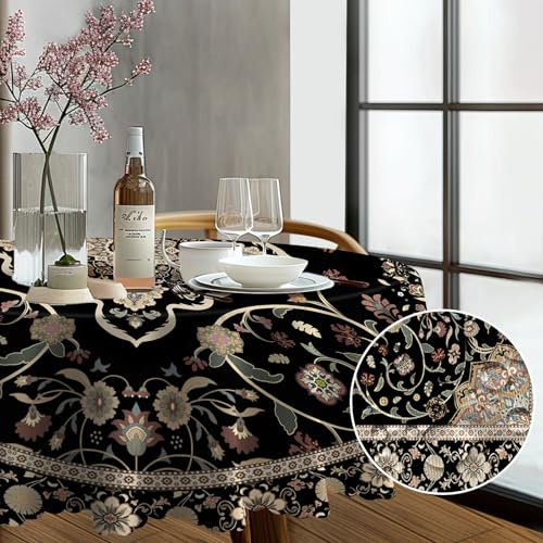 Whimsio Tovaglia Rotonda 150cm Antimacchia Tovaglia Esterno Impermeabile, Poliestere lavabile Tovaglia, Perfetta per Salotto, Pranzo, Giardino e Decorazioni