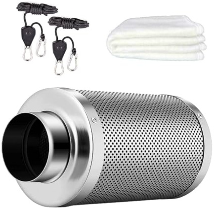 Filtro A Carboni Attivi Dell'Aria Da 100mm - Antiodore Di Scarico Con Set Di Abbattimento Degli Odori Per Ventilatore In Linea - Flangia Reversibile