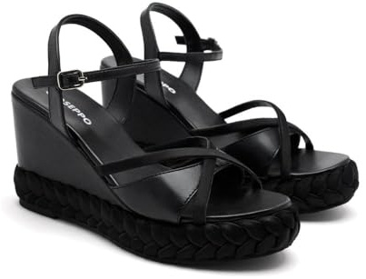 GIOSEPPO GLOCESTER, Sandali con zeppa Tipo Espadrillas Donna, Nero, 38 EU, Nero, 38 EU