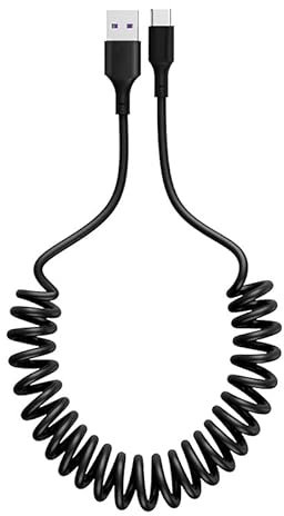 Câble de Charge Spirale USB C, Câble de Charge Rapide pour Chargeur de Voiture, Câble de Données Rétractable Android de Type C, pour Samsung Galaxy Z Flip 5 Z Flip 4 A15 A14 A13 A12 A55 A54 5G A34 A53