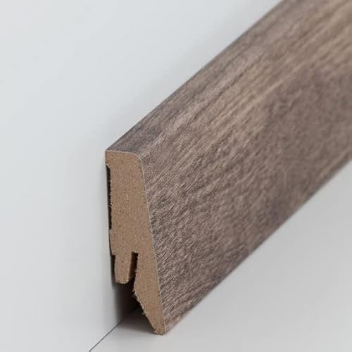 PROVISTON Lot de 5 plinthes en MDF - 18 x 58 x 2500 mm - Noyau en MDF - Chêne - À coller, clipser, visser et clouer - Plinthe