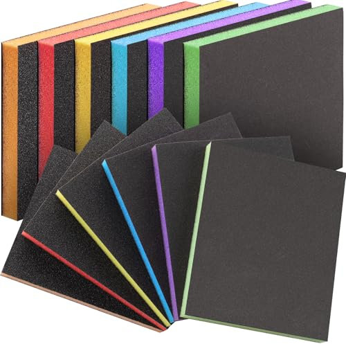 PMIQSA 12 Stück Schleifschwämme 60/80/120/150/180/240 Körnung schleifklotz Set Schleifschwamm für Holz Metall Wandschaum Trockenbau