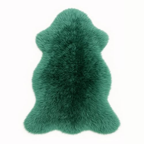 Provellus Tappeto in pelle di pecora colorata conciata ecologicamente (Teal, lunghezza 80-100 cm)