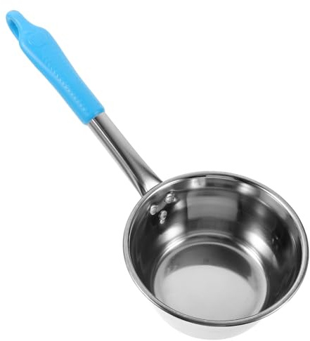 Amosfun Cucharón De Acero Inoxidable Portátil 14 Cm Con Gancho Para Colgar Mango Plástico, Cuchara De Agua Multiusos, Utensilio De Cocina Para Senderismo y Camping,