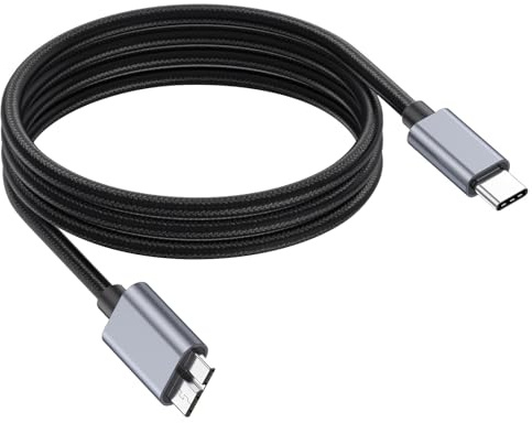 Danfetsoy Câble micro B vers USB C, câble micro B mâle vers type C mâle pour disque dur externe de type C pour contrôleur DJ, appareil photo, boîtier de disque dur, imprimante, scanner, tablette, etc