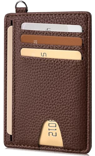Mayski Slim Wallet, Credit Card Holder for Women, Minimalist Front Pocket RFID Blocking Card Cases, Small Wallet Women Men(Lichee Coffee)