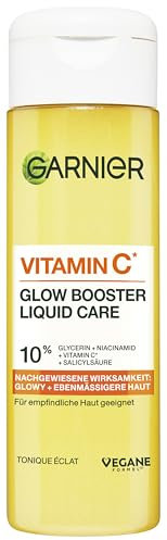 Garnier Vitamin C Glow Booster Liquid Care Gesichtsfluid, Toner mit Niacinamid & Salicylsäure für strahlenden & ebenmäßigen Teint, sofortiger Feuchtigkeits-Boost, vegan, 120ml