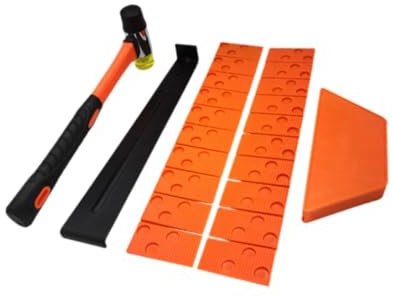 23 Piece Wood Flooring Installation Tool Kit, Hammer, Non-Slip Handle, Fiberglass Handle, Tapping Blocks, Bar, Style A
