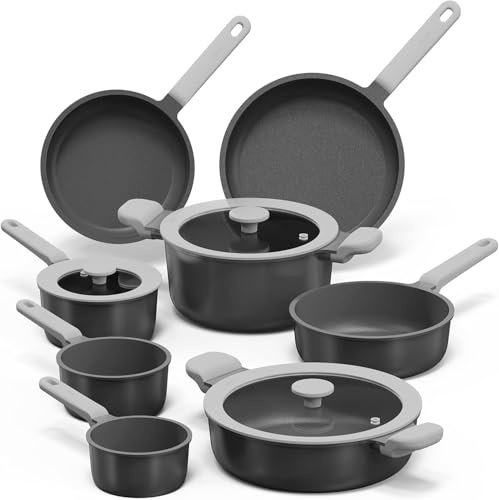 CAROTE Set da 11 pentole e padelle antiaderenti, set di cottura premium, pentole da cucina, set di pentole a induzione, pentola e padella, elementi essenziali per la cucina