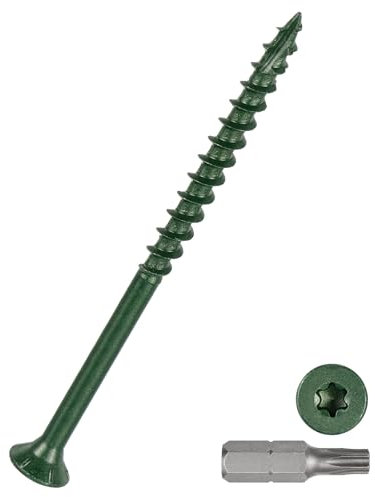 DTGN #10x3 Deck Screws - 70Pack - Good for Decks, Fences, Frames, Farms, Outdoor Furniture - Carbon Steel Wood Screws Epoxy Coated W/ T25 Torx Star Drive Bit - Green
