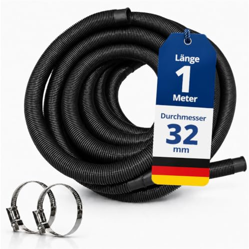 HAF Poolschlauch Schwarz (Ø 32mm / 1m Länge) – Schwimmbadschlauch für Sandfilteranlage und Poolpumpe – UV-beständig und chlorbeständig – Solarschlauch für Aufstellpool, Einbaupool und Schwimmbad