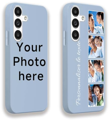 DCPPCY Personalisierte Handyhülle mit Foto Text für Samsung Galaxy A35 5G, Handyhülle Selbst Gestalten mit Mehreren Bild Text, TPU Stoßfest Hülle Personalisierte Foto Hüll für Familie