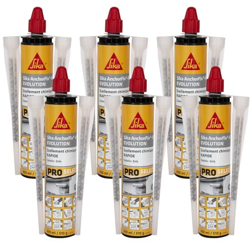SIKA - Scellement chimique - Sika Anchorfix 01 Evolution Gris - Prise rapide - Int/Ext - Multi-matériaux - Fixation d'objets lourds - Scelle store, volet, portail, chauffe-eau, radiateur - 300ml