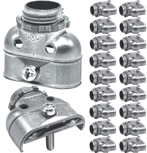 25 connettori duplex da 3/8 per cavi con guaina Flex/AC/MC/NM, in zinco pressofuso, raccordi elettrici in metallo per proteggere i cavi, raccordi per condotti (25, 3/8)