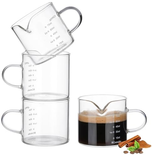 BCnmviku 75ml Espresso Measuring Cup,Coffee Shot Glass for Barista(4)