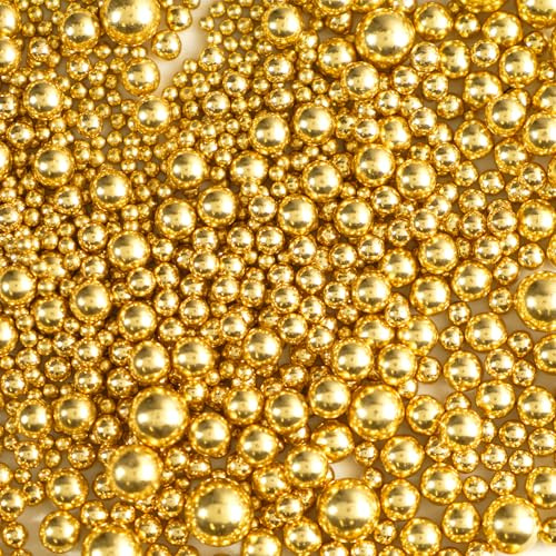 Gold Sprinkles, Edible Gold Ball Sugar Pearls Sprinkles for Cake Decorating, Cake Decoration, Cupcake Cookies Topper, Chirstmas Holioday Party Supplies, 130g