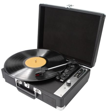 Fangxuee Giradischi in Vinile Vintage, Grammofono, Fonografo, Portatile AC100-240V, Giradischi Stereo Antico, Spina Europea, Nero