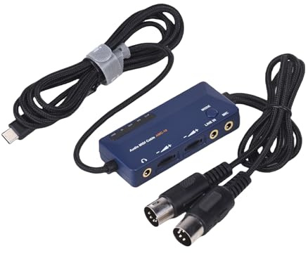 VROOMOTO Cavo adattatore MIDI a interfaccia MIDI a tipo C per editing registrazione traccia audio cavo MIDI Convertitore USB C integrato riverbero/chorus/effetti sonori 3D (Audio MIDI a USB (AMC-10