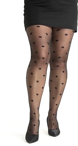Gi&Gi strumpbyxor dam kurviga mönstrade plusstorlek tights, Svart, XXL-3XL Plus
