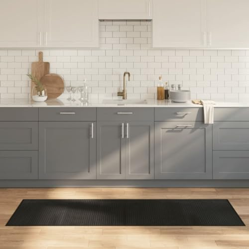 Yunovire Schwarzer Bambusteppich, Rechteckig 60x200 cm, Naturfaser Wohnzimmer Teppich, rutschfest, Strapazierfähig für Schlafzimmer, Modernes Raum Dekor, Langlebiger Bodenbelag