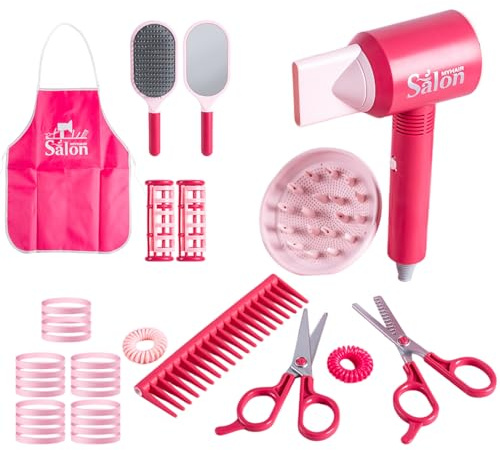 Beauty Salon Playset For Girls - Pretend Hair Stylist Toy Set, Kids Salon Pretend Play, Play Makeup Sets With Hairdryer, Curling Iron, And Other Accessories For Girls 3-9 Years