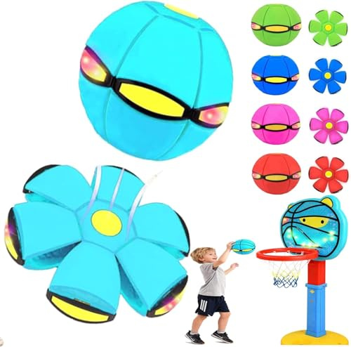 Bola De Platillo Volador Para Mascotas,Bola Platillo Volador Para Mascotascon 3 Tipos De Luces, Pelota De Juguete Para Perros, Para Entrenamiento Deportivo Al Aire Libre Perros Pequeños (Azul claro)
