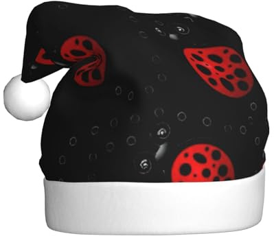 AYYQWE Gorro de Papá Noel con estampado de mariquitas, para hombres y mujeres, decoración de fiesta, Año Nuevo, festividades, celebraciones, gorro de Navidad