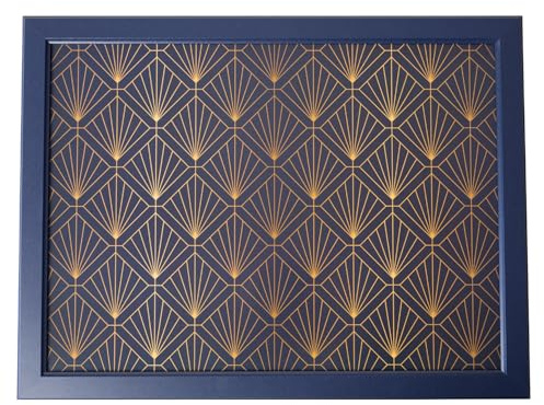 Cushioned Lap Tray with Beanbag Base Padded Surface for Laptops Meals Dining Work & Crafts Comfortable Lightweight (Assorted Designs) 44cm (Art Deco Print)