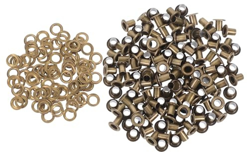 Baluue 100 Stück Hohlnieten aus Antikem Messing 4x8x7mm Korrosionsbeständige Metallösen für Kleidung Taschen Selbstgemacht Projekte