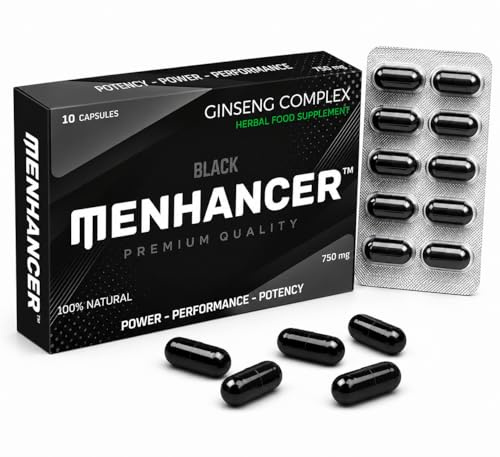 MENHANCER™ - Enhance Your Performance - Extra Strength Performance Enhancing Pills, Stamina Endurance Booster Black Supplement Pills for Men - 10 Ginseng Capsules