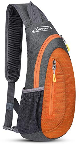G4Free Leichte Brusttasche Sling Schulter Rucksäcke Nette Umhängetasche Dreieck Pack Rucksack zum Wandern Radfahren Reisen oder Multipurpose Tagepacks, Grau und Orange, S