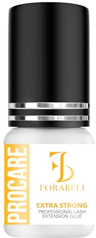 Forabeli Pegamento para extensiones de pestañas pelo a pelo extra fuerte Pro Care 5 ml | 1-2 segundos Tiempo de secado | Retención 8 semanas | Uso profesional | Adhesivo negro semipermanente