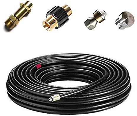 M&M Smartek Rohrreinigungsschlauch 50m, 5-teilig M22/Bajonett | Messing-Bajonett, M22-Verbindung und Rohrdüse bilden ein flexibles Set; Anschluss und Gewindemaß vor dem Kauf prüfen.