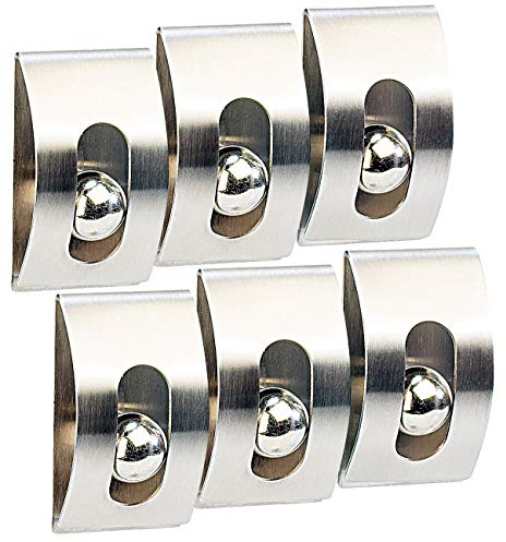 infactory Zettelhalter Klammer: 6er-Set Edelstahl-Notiz-Halter Gravity Lock, selbstklebend (Zettelhalter selbstklebend, Notizhalter Klammer, Wandhalterung)