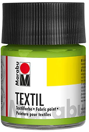 Marabu 17160005061 - Textil Stoffmalfarbe reseda 50 ml, Stoffdruckfarbe auf Wasserbasis, für helle Stoffe, waschbeständig bis 60°C, weicher Griff, einfache Fixierung durch Bügeln o. Backofen