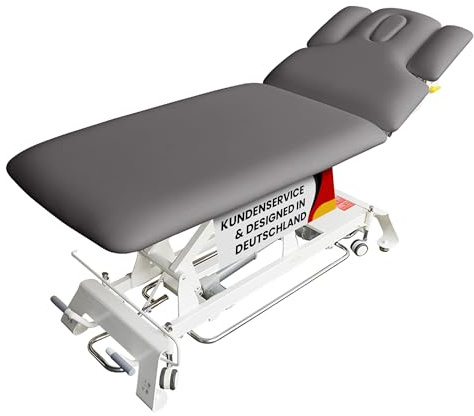 Promafit Elektrische Massageliege Houston - Therapieliege Behandlungsliege höhenverstellbar bis 95,5 cm mit 3-teiligem Kopfteil - Kosmetikliege inkl. Papierrollenhalter - Belastbar bis 200 kg
