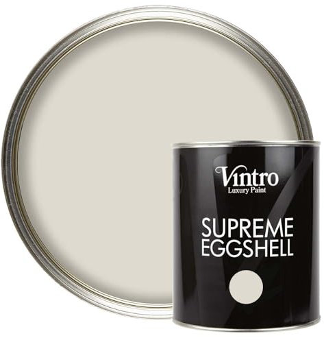 Vintro Paint | Satin Furniture Paint | Cream with a hint of Grey | Wood | Trim | Metal | Eggshell Finish | 1 Litre (Yorkshire Stone)