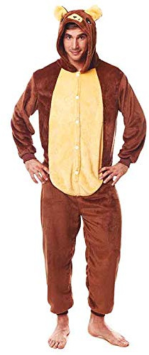 Pijamas Enteros de Animales Adultos Unisex (Tallas de Adultos S a L) Disfraz Pijama Oso Pardo Mono Enterizo Adulto Carnaval Fiestas【Talla M】