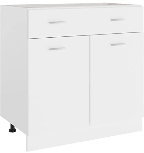 vidaXL Armario de Cocina Muebles Mobiliario Duradero Mesa de Trabajo Almacenamiento Cuencos Platos Ollas Alacena de Contrachapada Blanco 80x46x81,5 cm