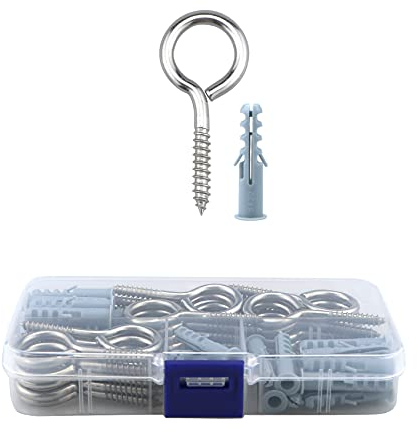 Eye Screws Metal Hooks, 30 Pcs 304 Stainless Steel Heavy Duty Eyelet Eye Bolts Kit, Used For Fastening And Fixing Wood, Garden And Indoor And Outdoor Use(M4/M5/M6) (M4*50)