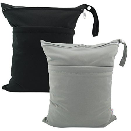 ALVABABY 2 Stück windeltasche wetbag wiederverwendbar, Nasstaschen für Unterwegs, wiederverwendbar mit Zwei Reißverschlusstaschen windelbeutel für Babys Windeln L2629-DE