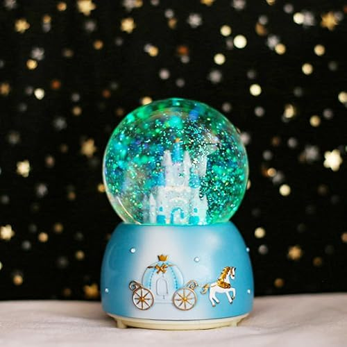 XGOPTS Schneekugel Musik Spieluhr Castle Kristallkugel Snow Globe Tischdeko | Musik Schneekugel Spieluhr, Leuchte Schneeflocken Weihnachtspieluhr, Damen Party Geschenk für Weihnachten Geburtstag
