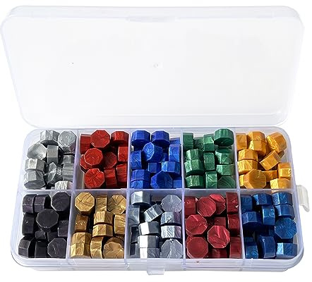 Fayemint 200 Stück Sealing Wax Beads, Octagonal Sealing Wax Beads, Sealing Wax Beads Set, für Umschläge, Briefe, Karten, DIY-Geschenkboxen, Hochzeitseinladungskarten (10 Farben)