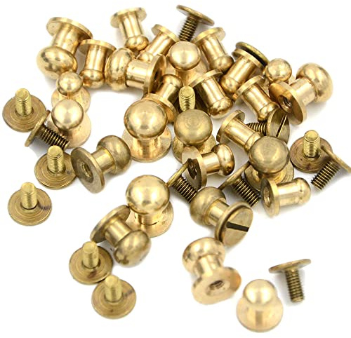 10PCS Solid Brass Round Head Stud Spot Screw Back Nail Rivet Nipple Buckle Leather Craft Bag Belt,8mm