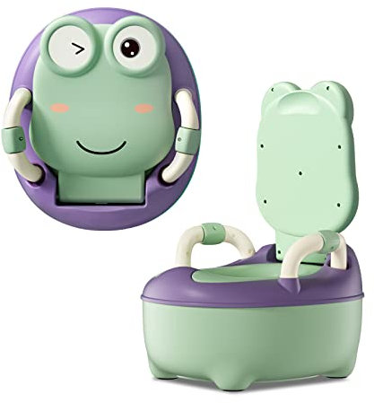TRMLBE Töpfchen Kinder Toilettensitz Baby WC Sitz Kindertoilette mit Griffe & Spritzschutz Toilettentrainer Anti-Rutsch Ergonomisches Töpfchen für kinder ab 1 jahr, Grün(Typ A)