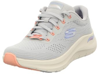 Skechers Damen Arch Fit 2.0 Big League Sports Shoes, Light Grey Mesh Periwinkle Coral Trim, 39 EU