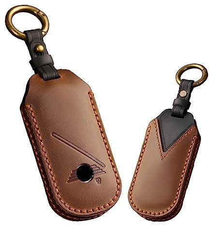 ontto Autoschlüssel Hülle Passt für BMW Mini Countryman Cooper One 2023 2024 Leder Schlüsselhülle Schlüsselbox Schutzhülle Schlüsselanhänger Schlüssel Etui 4 Taste- Braun