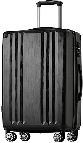 Merax Koffer Hartschalen-Koffer Trolley Rollkoffer Reisekoffer Handgepäck, TSA Zollschloss, 4 Rollen, Teleskopgriff, ABS-Material, L-66,5 * 45,5 * 28 cm, Schwarz